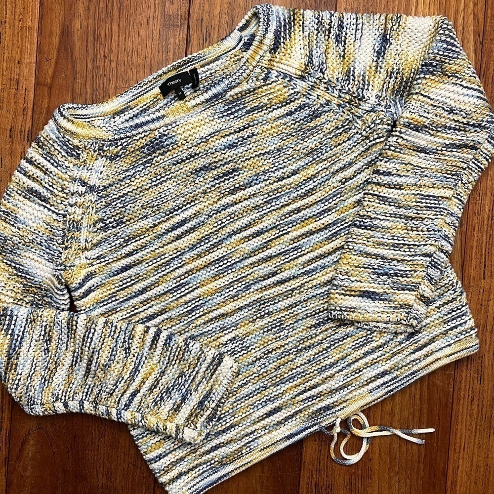 Theory Chunky Boxy Cotton Blend Crewneck Pullover / Medium